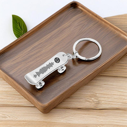 Custom Skateboard Music Keychain, Your Song, Uniquely Yours, Personalized Scannable Music Keychain, Gift Ideas for Anyone/Any Occasion