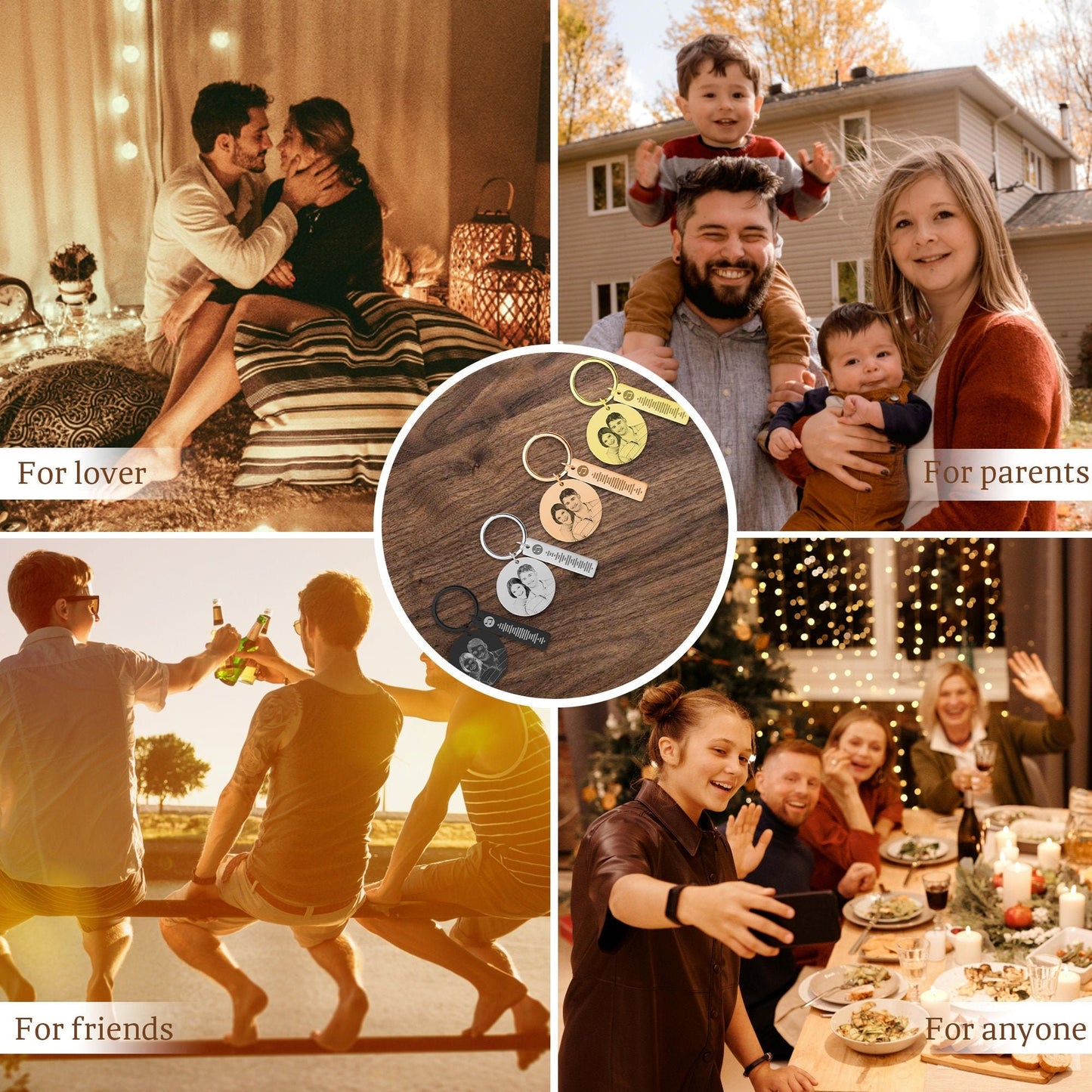 Custom Photo, Calendar, Music Code & Engraved Message-Heartfelt Memories Personalized Stainless Steel Key Chains