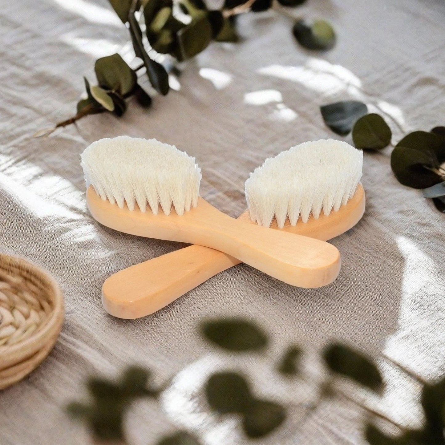 Custom Baby Hair Brush-Engraved Flower Hair Brush-Personalized Handle Wool Soft Brush-Wooden Hairbrush-Newborn Baby Gift-Baby Girl-Baby Boy