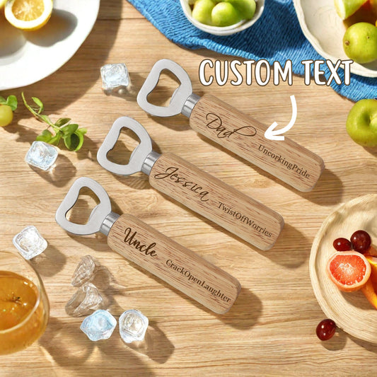 Personalized Bottle Opener, Wooden Handle Bottle Opener, Custom Laser Engraved Bottle Openers, Fathers Day, Birthday, Wedding Gift for Him