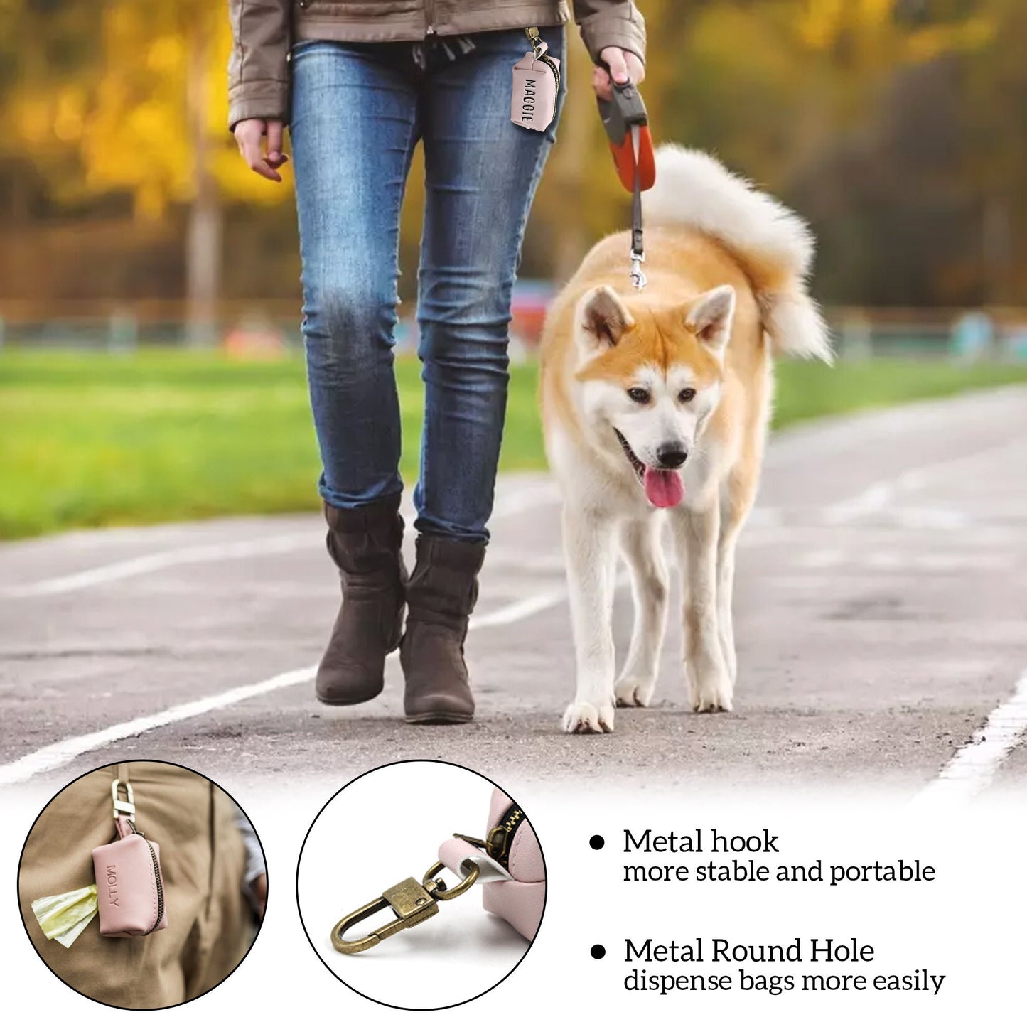 Personalized Dog Poop Bag Holder, Custom Dog Waste Bag Dispenser, Leather Dog Poop Bag Dispenser, Pet Dog Waste Bag Holder, Dog Accessories