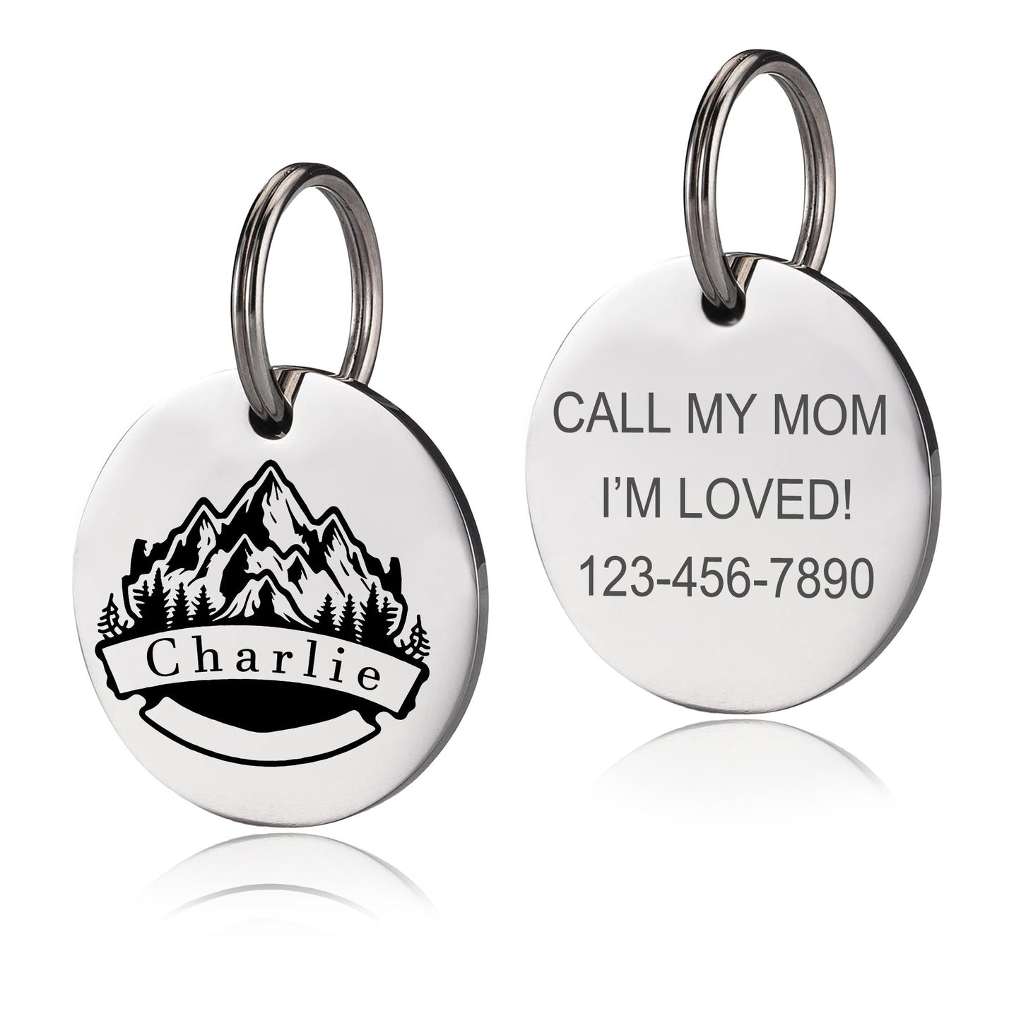 Custom Engraved Dog Tag - Dog Name Tag - Dog Collar Tag - Personalized Cat Tag - Cat ID Tag - Double Sided Pet Name Tag - Pet Silent Tag
