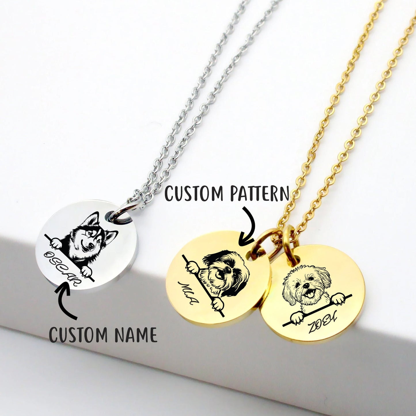 Custom Pet Portrait Necklace, Personalized Dog Jewelry, Engraving Cat Portrait, Pet Memorial Jewelry, Gift for Dog Mom, Gift for Pet Lover