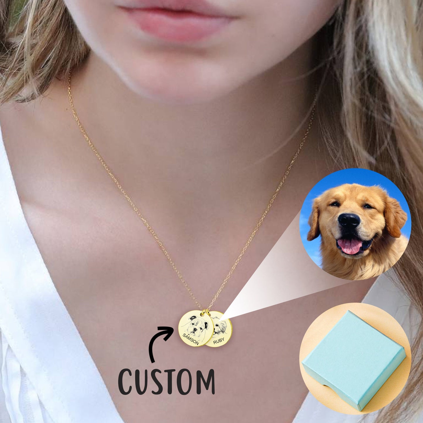 Personalized Pet Portrait Necklace, Engraved Dog Photo Jewelry, Custom Cat Necklace, Dog Portrait Necklace, Pet Memorial Jewelry, Best Gift