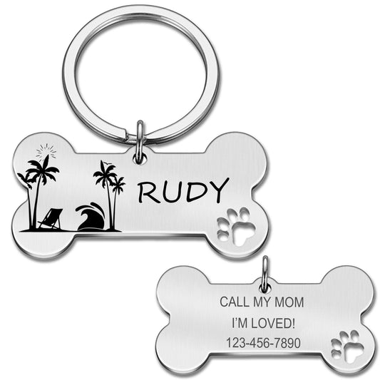 Personalized Dog Tag, Custom Bone Dog Tags, Dog Name Tag, Dog Collar Tag, Double Sided Engraved Pet ID Tag, Cute Dog Tag, Puppy Dog Tag