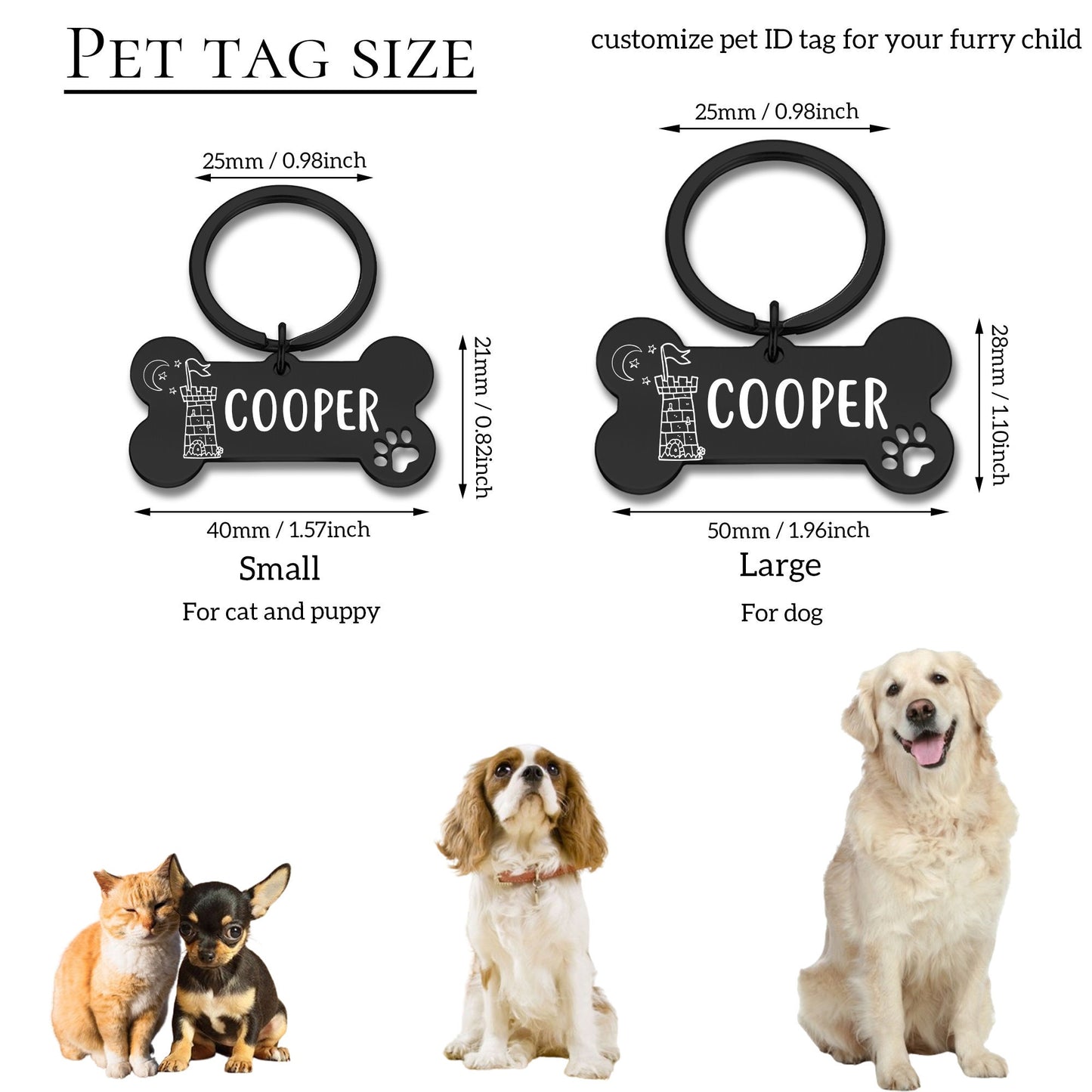 Personalized Dog Tag, Custom Bone Dog Tags, Dog Name Tag, Dog Collar Tag, Double Sided Engraved Pet ID Tag, Cute Dog Tag, Puppy Dog Tag