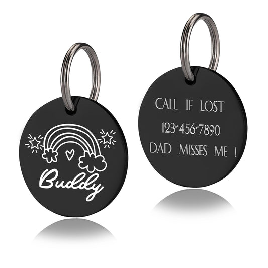 Custom Engraved Dog Tag - Dog Name Tag - Dog Collar Tag - Personalized Cat Tag - Cat ID Tag - Double Sided Pet Name Tag - Pet Silent Tag