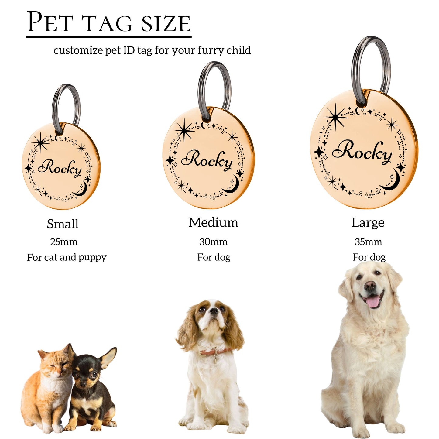 Custom Engraved Dog Tag - Dog Name Tag - Dog Collar Tag - Personalized Cat Tag - Cat ID Tag - Double Sided Pet Name Tag - Pet Silent Tag