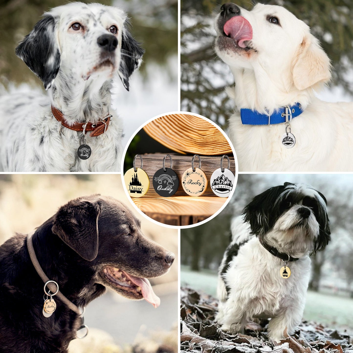 Custom Engraved Dog Tag - Dog Name Tag - Dog Collar Tag - Personalized Cat Tag - Cat ID Tag - Double Sided Pet Name Tag - Pet Silent Tag
