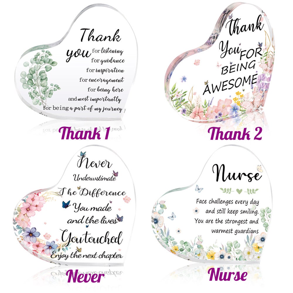Personalized Acrylic Block, Acrylic Heart Shape Stand, Decorative Ornament, Thank You Gift for Women Men, Appreciation Gift for Teacher Boss