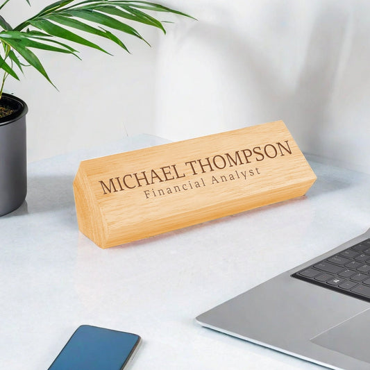 Custom Desk Name Plate, Engraved Solid Wood Desk Name Plate, Personalized Name Sign, Custom Desk Wedge, Executive Desk Name, Office Gift