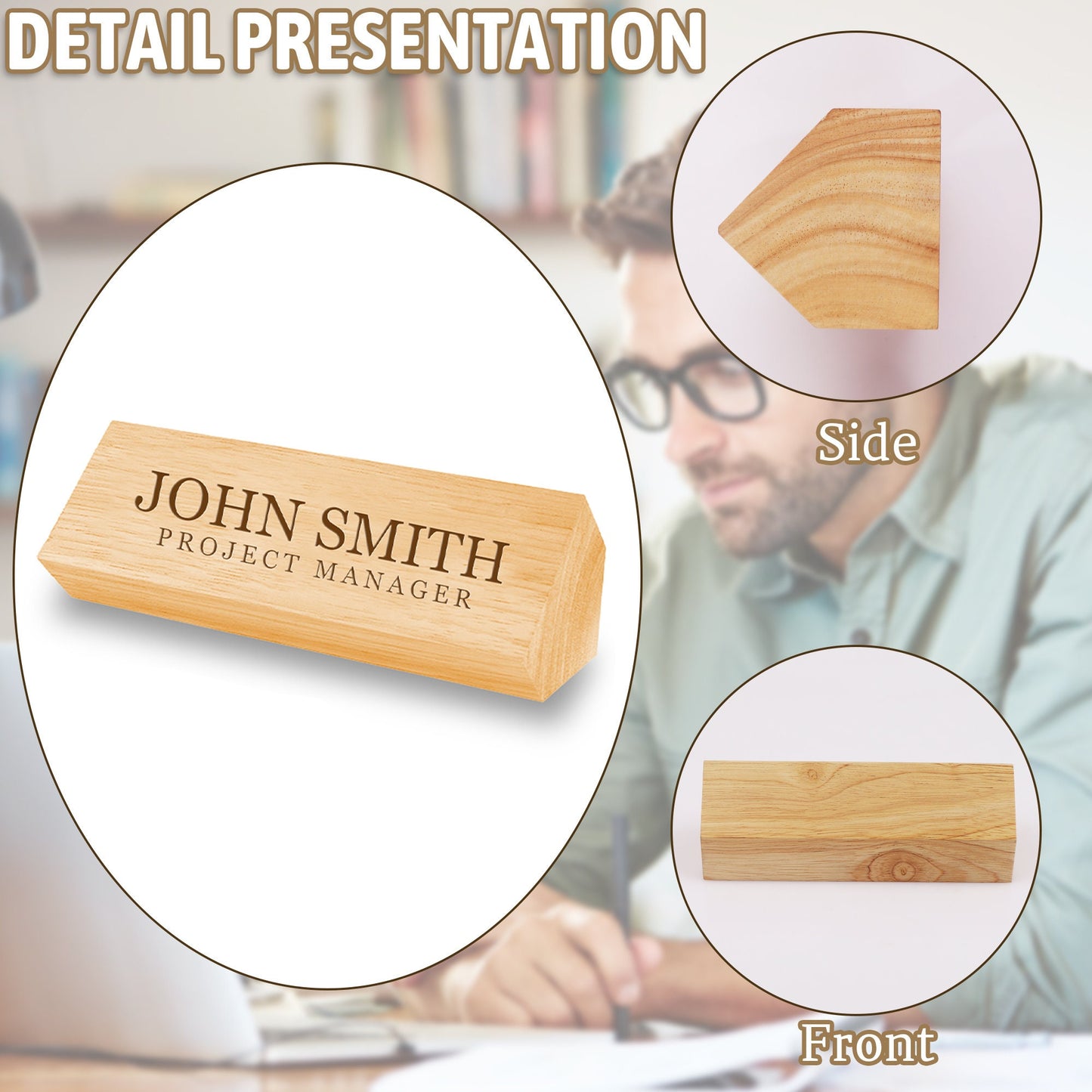 Custom Desk Name Plate, Engraved Solid Wood Desk Name Plate, Personalized Name Sign, Custom Desk Wedge, Executive Desk Name, Office Gift