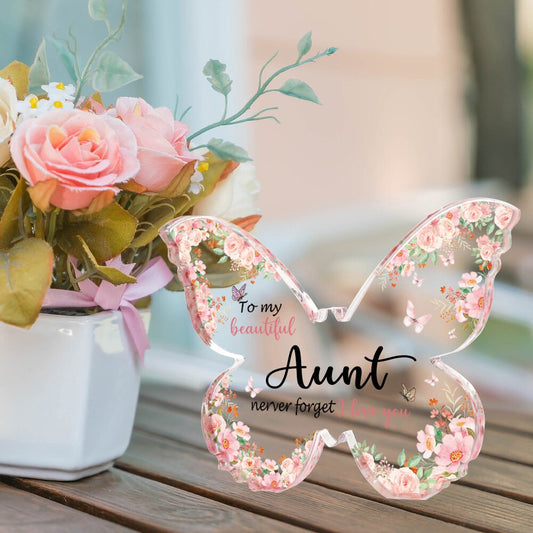 Butterfly Acrylic Block, Butterfly Shape Acrylic Plaque, Free Standing Acrylic Block, Engraved Acrylic Block, Thank You Gift for Family