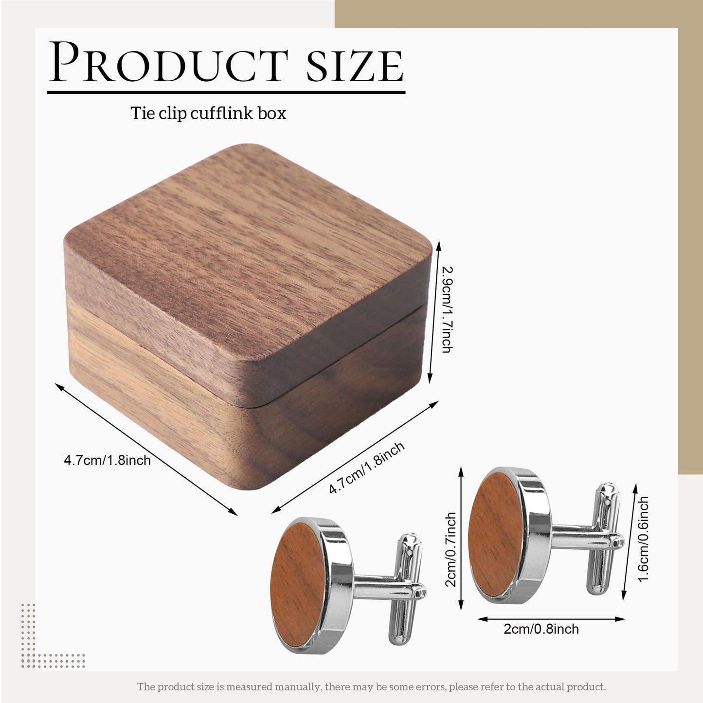 Personalized Cufflinks with Wooden Box, Custom Cuff Links, Engraved Wood Cufflink, Gift for Husband Fiancé Dad, Wedding Groomsmen Gifts