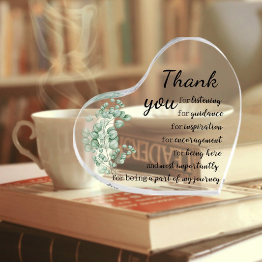 Personalized Acrylic Block, Acrylic Heart Shape Stand, Decorative Ornament, Thank You Gift for Women Men, Appreciation Gift for Teacher Boss