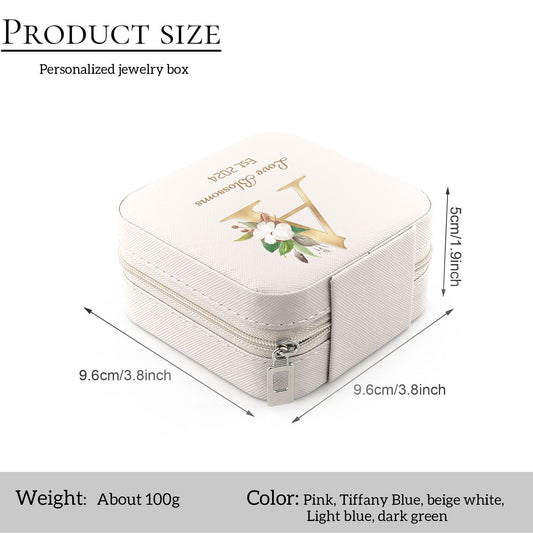 Engraved Leather Letter Jewelry Box, Personalized Travel Jewelry Box, Custom Jewelry Travel Case Storage Box, Bridesmaid Proposal Gift