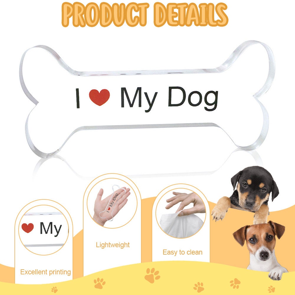 Dog Bone Acrylic Block, I Love My Dog Acrylic Block, Acrylic Bone Shape Stand, Acrylic Plate, Memorial Gifts for Pet Lovers, Decor