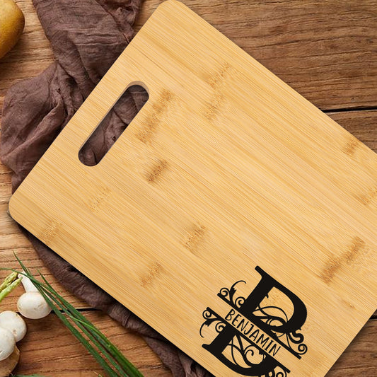 Engraved Personalized Chopping Board, Bamboo Cutting Board with Monogram, Housing Warming Gift for Newlyweds, Wedding Anniversary Gifts