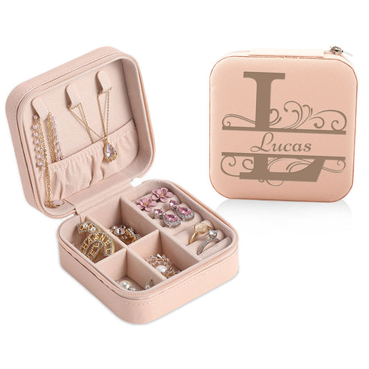 Travel Jewelry Box, Personalized Jewelry Organizer, Engraved Text Jewelry Box, Custom Jewelry Case, Wedding Bridesmaid Gift, Birthday Gift