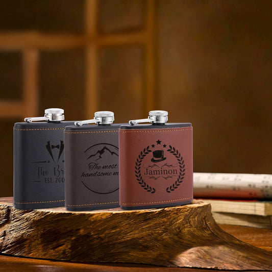Custom Flask, Personalized Groomsmen Flask, Engraved Flask, Leather Hip Flask for Man, Wedding Proposal Gift, Bachelor Party Gift for Him
