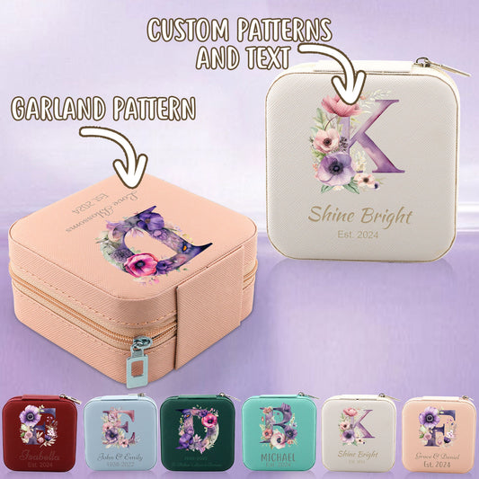 Custom Letter Travel Jewelry Case, Engraved Leather Jewelry Box, Jewelry Ring Box, Personalized Gift for Bridesmaid, Wedding Proposal Gift