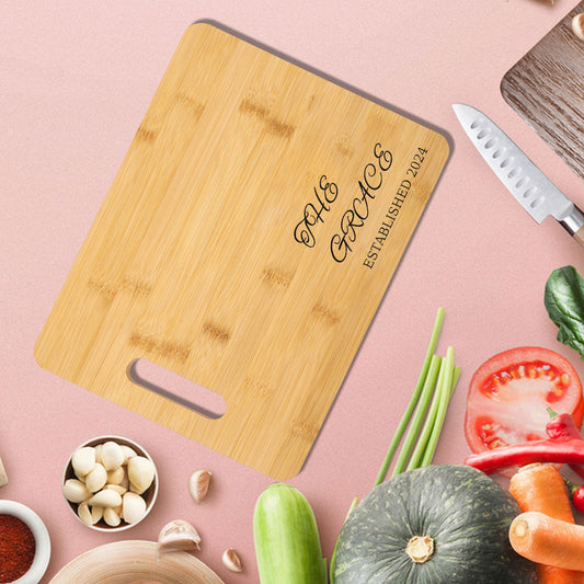 Custom Text Cutting Board, Engraved Bamboo Cutting Board, Personalized Wedding Cutting Board, House Warming Gift, Anniversary Gift for Wife