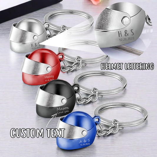 Custom Motorbike Helmet Keychain, Personalized Name Motorcycle Key Ring, Biker Key Ring Keyring Men, Christmas Birthday Gift for Dad Husband