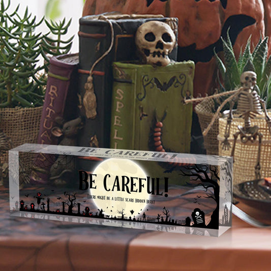 Personalized Halloween Name Plaque, Custom Acrylic Name Plate, Desk Name Plaque, Desk Name Sign, Halloween Gifts for Lover Family Friends