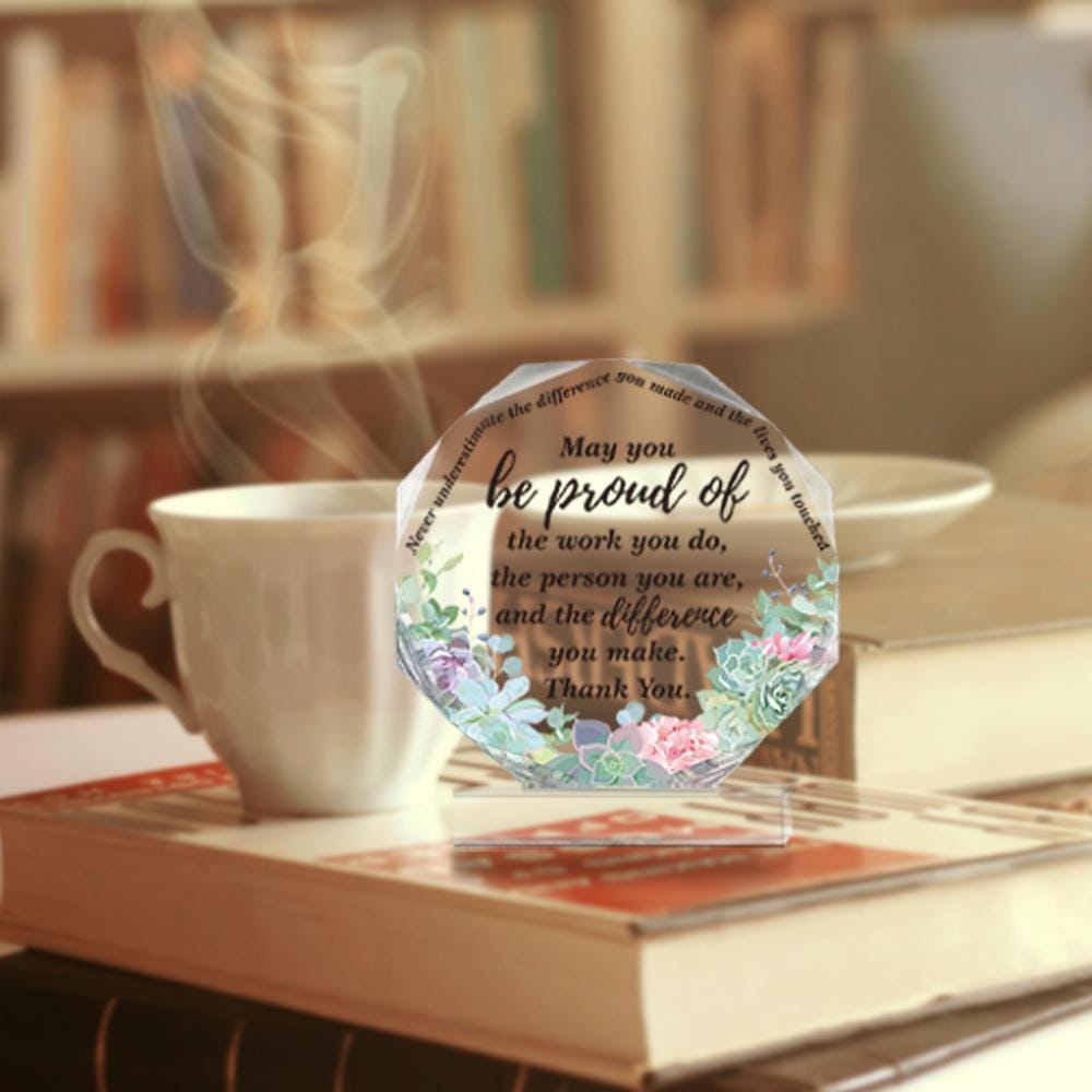 Thank You Acrylic, Nonagon Acrylic Block, Acrylic Plaque, Acrylic Keepsake, Desktop Decor, Thank You Present, Gift For Friend, Coworker Gift