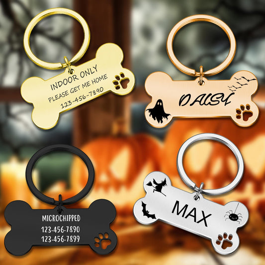 Dog Tag - Pet Tag - Dog ID Tag - Custom Pet Name Tag - Personalized Bone Dog Tag - Halloween Pet Tag - Cute Dog Tag -Halloween Gift for Pet