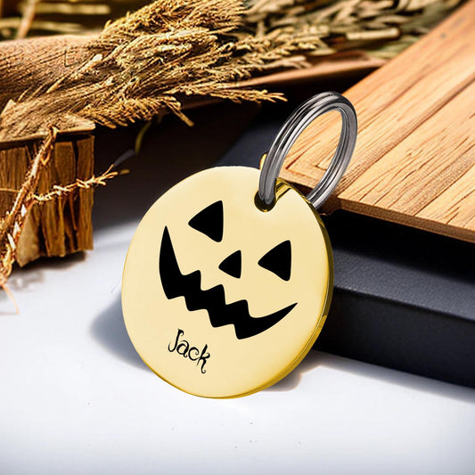 Custom Dog Tag - Personalized Pet Tag - Engraved Cat Name Tag - Dog ID Tag - Halloween Pet Tag - Round Cat Tag - Halloween Gifts for Pets