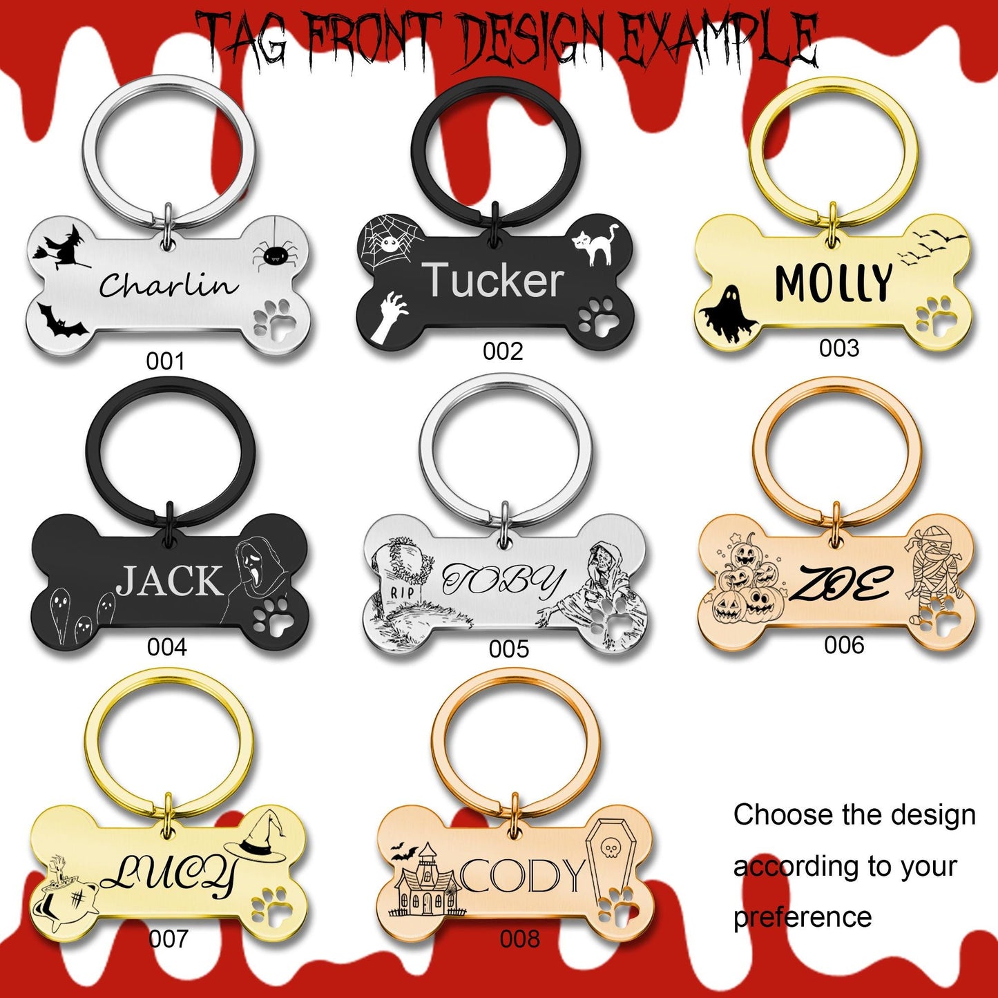 Dog Tag - Pet Tag - Dog ID Tag - Custom Pet Name Tag - Personalized Bone Dog Tag - Halloween Pet Tag - Cute Dog Tag -Halloween Gift for Pet