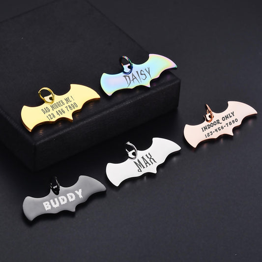 Bat Pet Tag - Bag Shape Tag - Bat Dog Tag - Dog Name Tag - Pet ID Tag - Pet Collar Tag - Halloween Dog Tag - Custom Pet Tag - Halloween Gift