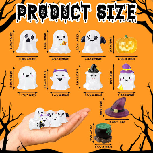 Cute Glowing Ghost Decor - Halloween Luminous Ghost Decor Set - Spooky Pumpkin Car Accessories - Ghost Luminous Decoration - Halloween Gifts