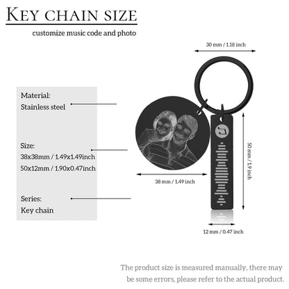 Custom Photo, Calendar, Music Code & Engraved Message-Heartfelt Memories Personalized Stainless Steel Key Chains