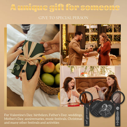 Custom Photo, Calendar, Music Code & Engraved Message-Heartfelt Memories Personalized Stainless Steel Key Chains