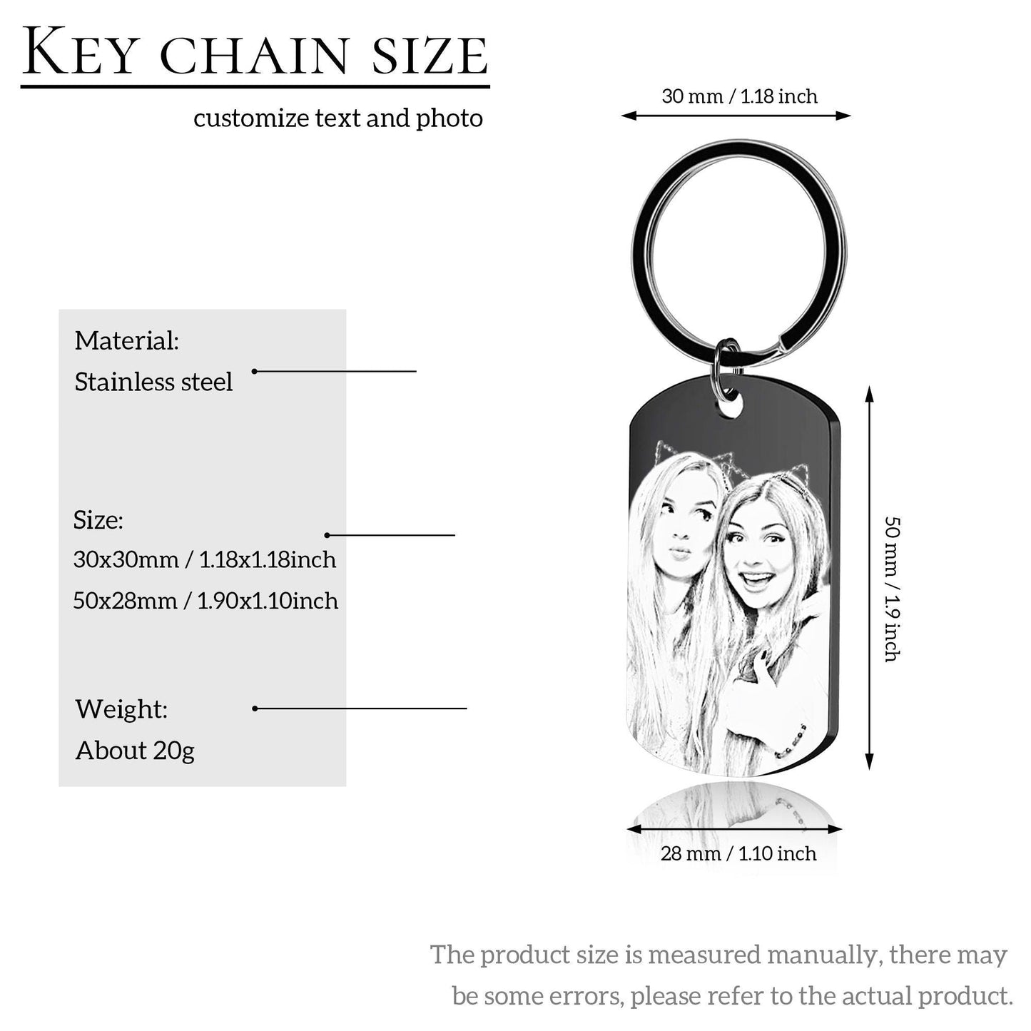 Custom Picture Keychain, Doubled Sided Picture Keychain, Keychain For Boyfriend, Personalized Text Keychain, Anniversary Gift For Him