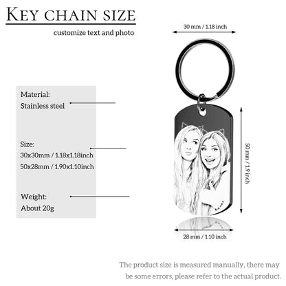 Custom Picture Keychain, Doubled Sided Picture Keychain, Keychain For Boyfriend, Personalized Text Keychain, Anniversary Gift For Him