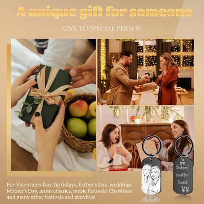 Custom Picture Keychain, Doubled Sided Picture Keychain, Keychain For Boyfriend, Personalized Text Keychain, Anniversary Gift For Him