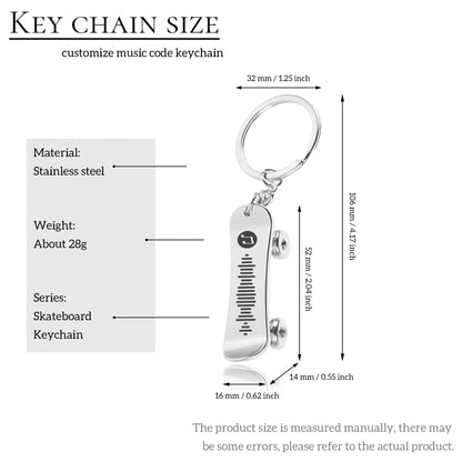 Custom Skateboard Music Keychain, Your Song, Uniquely Yours, Personalized Scannable Music Keychain, Gift Ideas for Anyone/Any Occasion