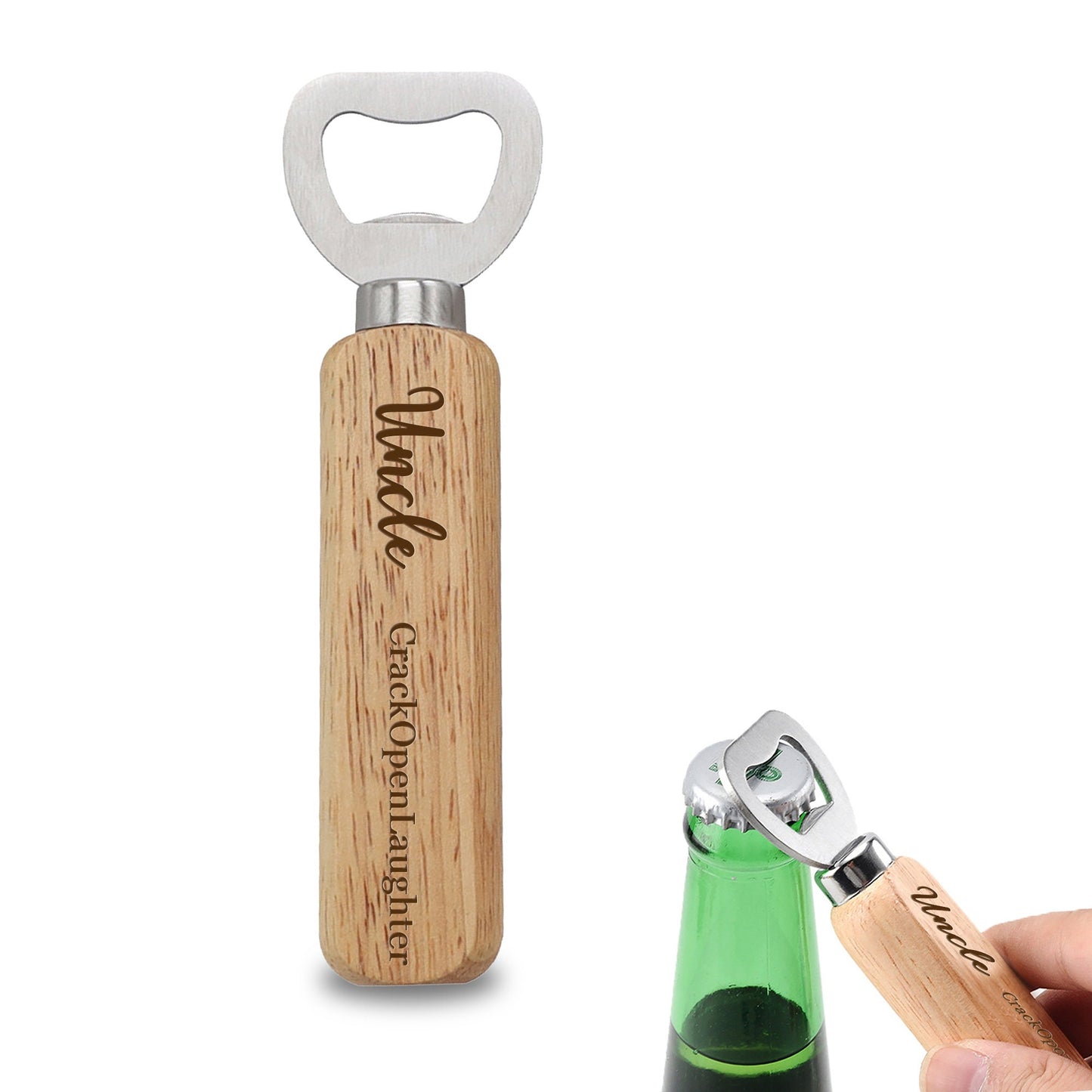Personalized Bottle Opener, Wooden Handle Bottle Opener, Custom Laser Engraved Bottle Openers, Fathers Day, Birthday, Wedding Gift for Him