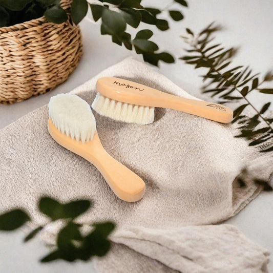 Custom Baby Hair Brush-Engraved Flower Hair Brush-Personalized Handle Wool Soft Brush-Wooden Hairbrush-Newborn Baby Gift-Baby Girl-Baby Boy