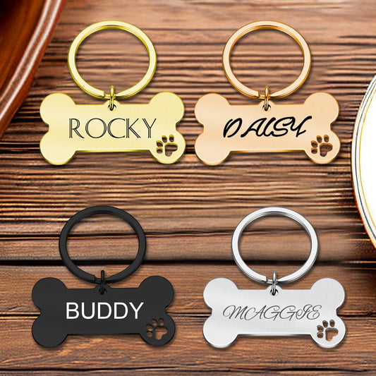 Custom Dog Tag, Personalized Pet Tag, Dog Name Tag, Pet ID Tag, Engraved Cat & Dog Name Tag, Bone Dog Tag, Stainless Steel Pet Tag, Pet Gift