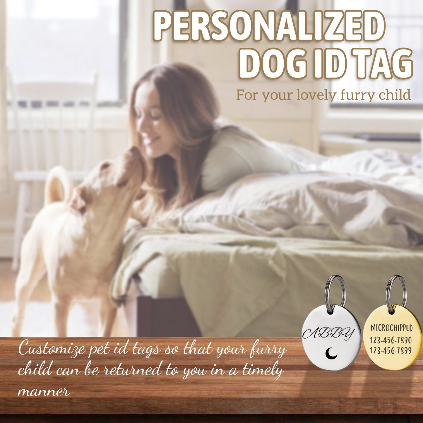 Dog Collar Tag, Dog Tag, Custom Pet Tag, Personalized Cat Tag, Dog Name Tag, Cat ID Tag, Engraved Pet Tag on Front and Back, Round Dog Tag