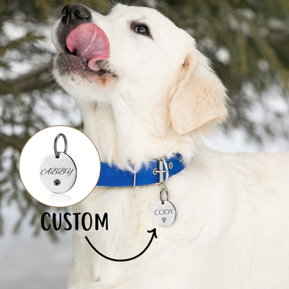 Dog Collar Tag, Dog Tag, Custom Pet Tag, Personalized Cat Tag, Dog Name Tag, Cat ID Tag, Engraved Pet Tag on Front and Back, Round Dog Tag