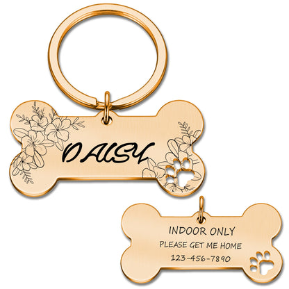 Personalized Dog Tag, Custom Bone Dog Tags, Dog Name Tag, Dog Collar Tag, Double Sided Engraved Pet ID Tag, Cute Dog Tag, Puppy Dog Tag