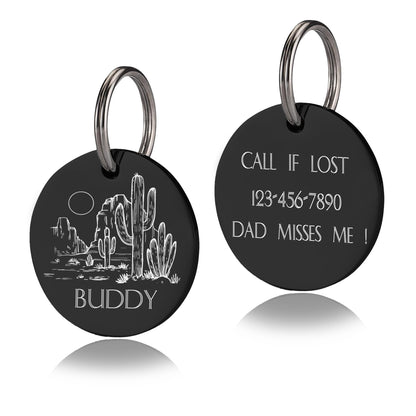 Personalized Dog Tag Custom Dog Name Tag Pet ID Collar Tag Cat Tag Cat Collar Tag Dog ID Tag Stainless Steel Round Pet Tag Silent Dog Tag
