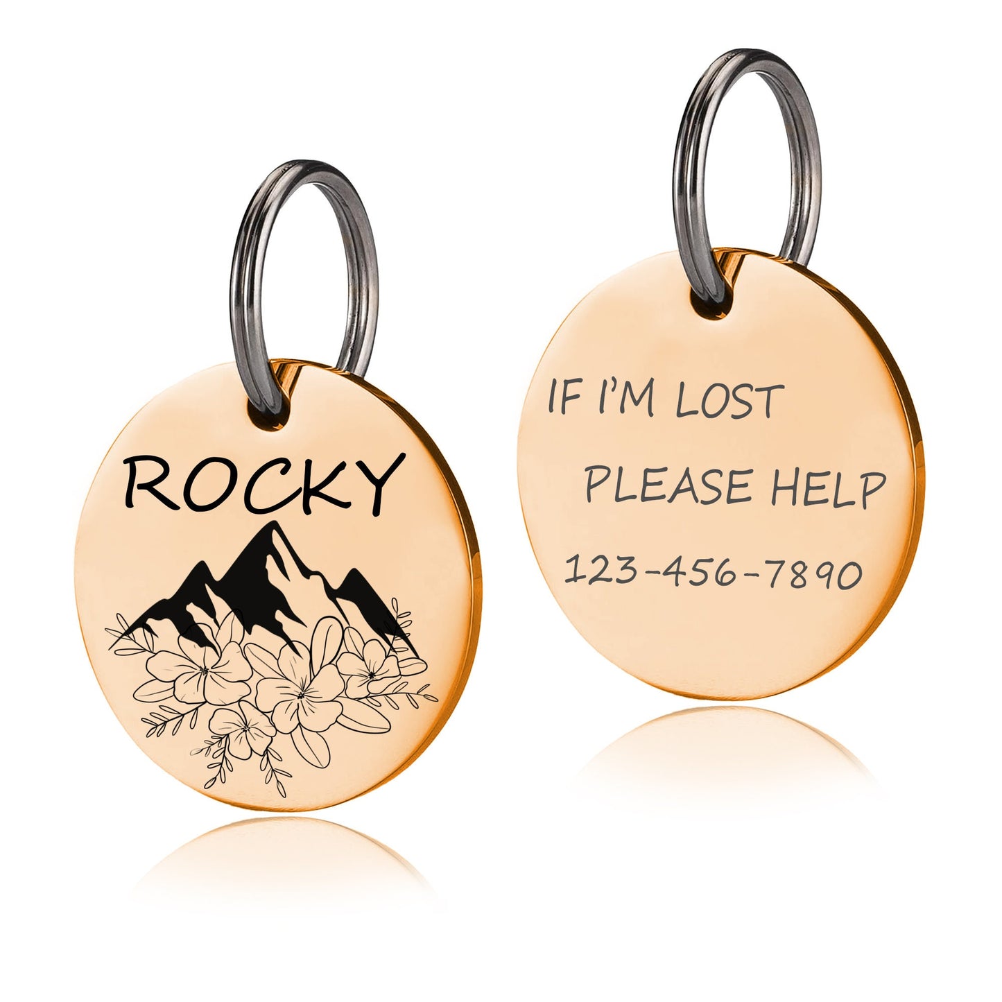 Personalized Dog Tag Custom Dog Name Tag Pet ID Collar Tag Cat Tag Cat Collar Tag Dog ID Tag Stainless Steel Round Pet Tag Silent Dog Tag