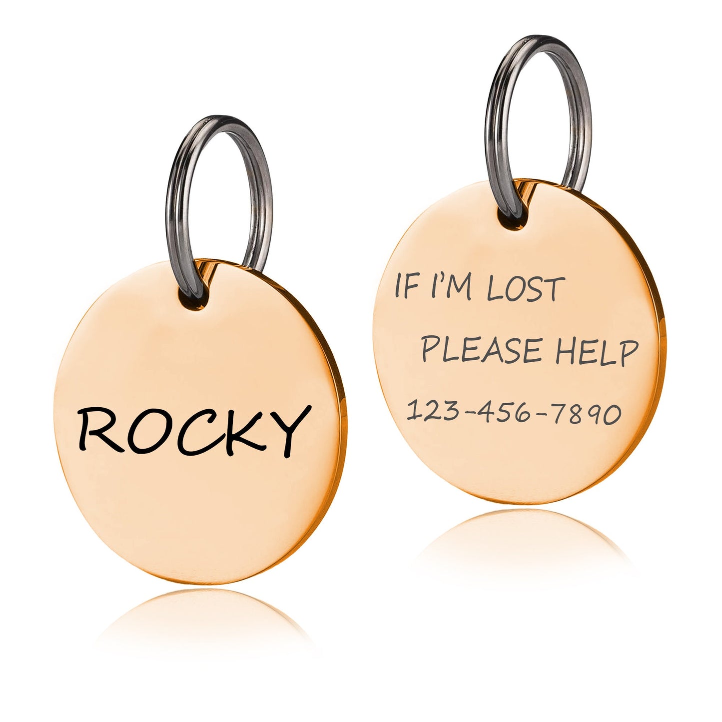 Dog Tag, Pet Tag, Custom Dog Name Tag, Personalized Dog ID Tag, Engraved Name Tag for Dog & Cat, Stainless Steel Silent Tag, Dog Collar Tag