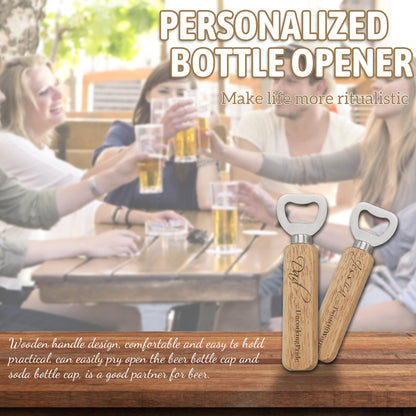 Personalized Bottle Opener, Wooden Handle Bottle Opener, Custom Laser Engraved Bottle Openers, Fathers Day, Birthday, Wedding Gift for Him